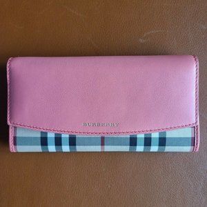 Burberry - Horseferry Checkporter Wallet, Coral Pink